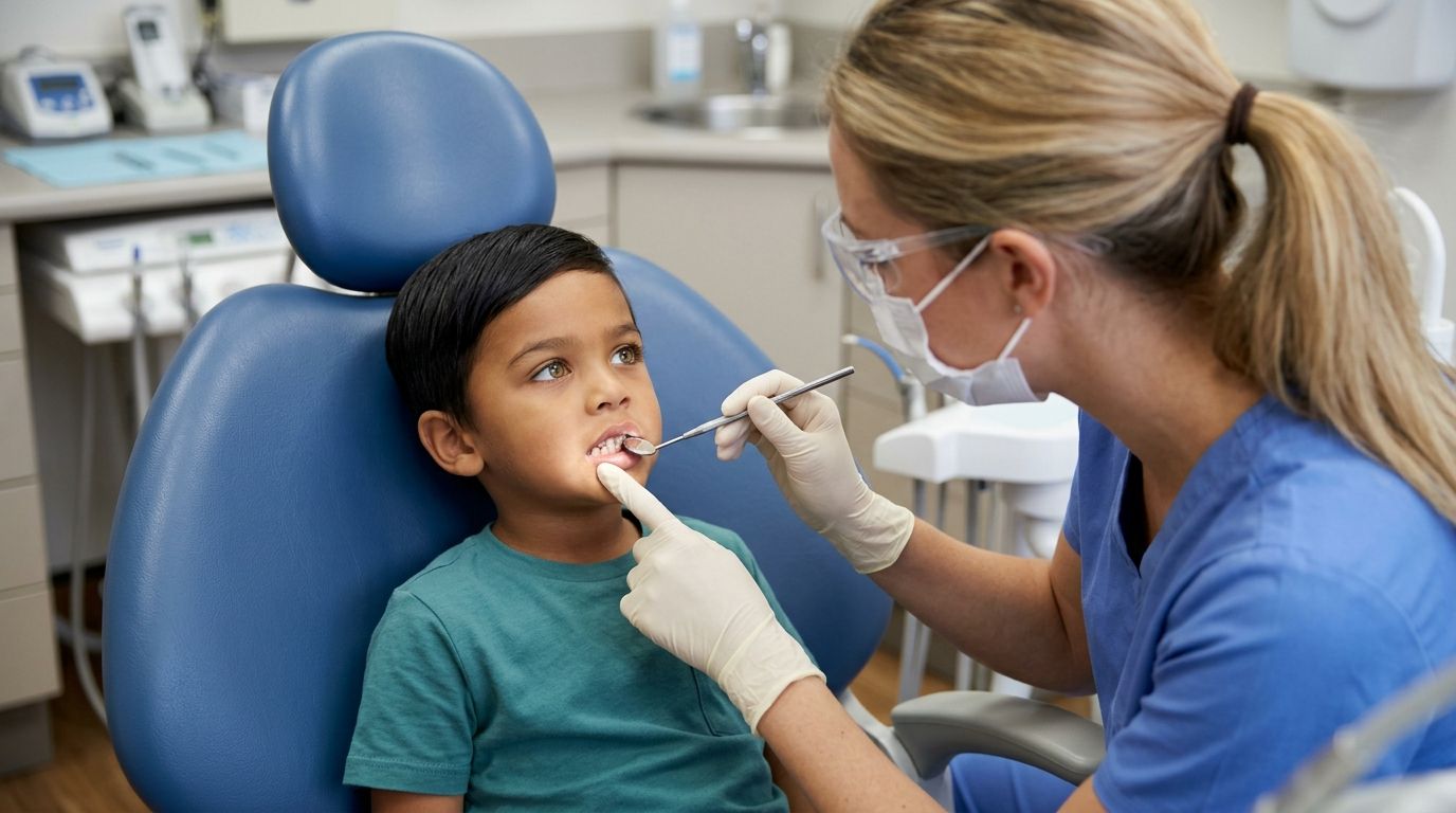 The dentist counts my teeth one by one.