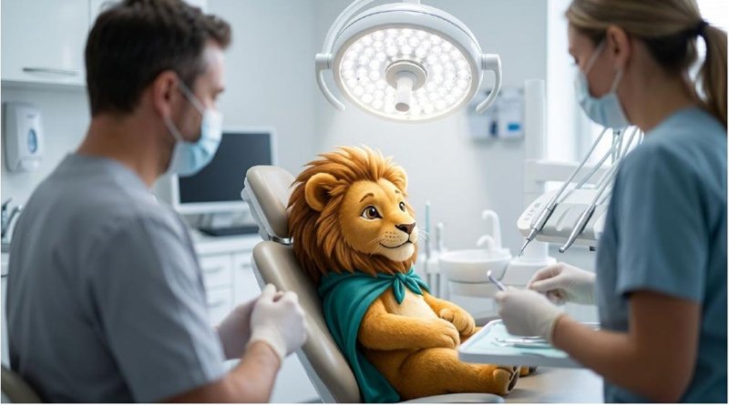 A bright light helps the dentist see my teeth.