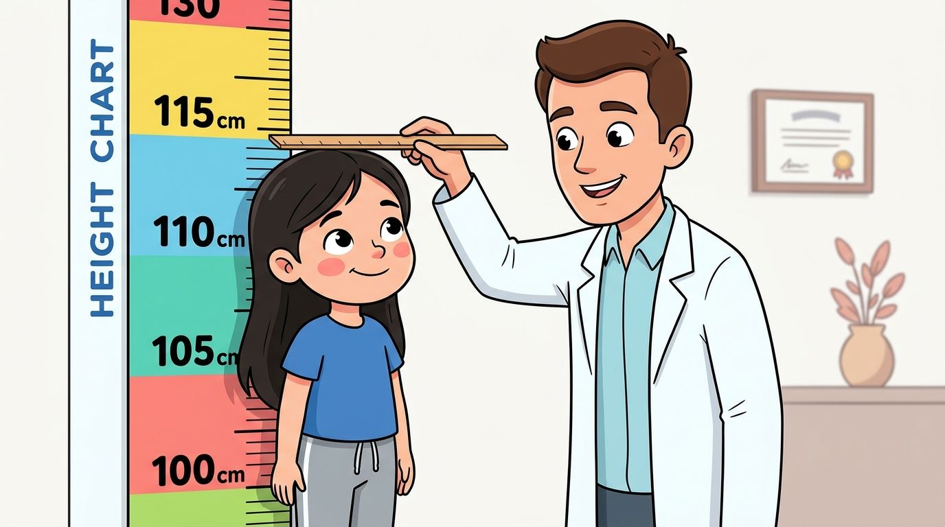 I stand against the wall to measure my height.