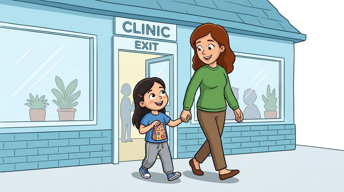 After the visit, Mum and I go home together.